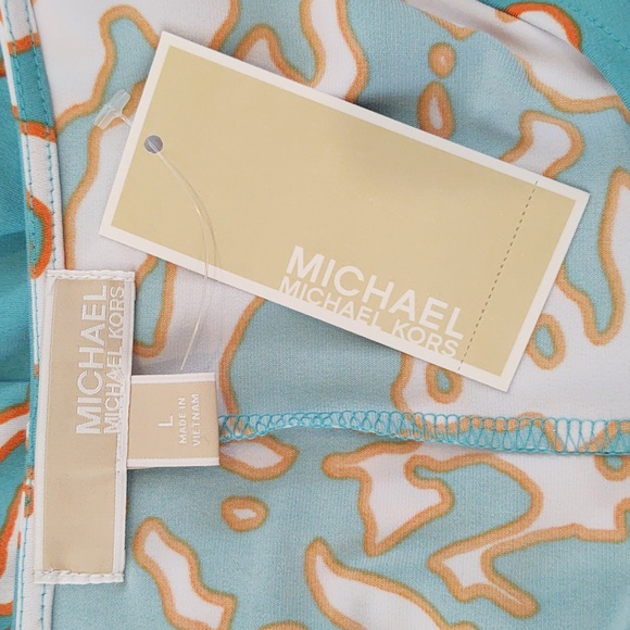 MICHAEL🌊Michael Kors Aegean Aqua Sheath Dress, size Large, 🆕 - Picture 9 of 11